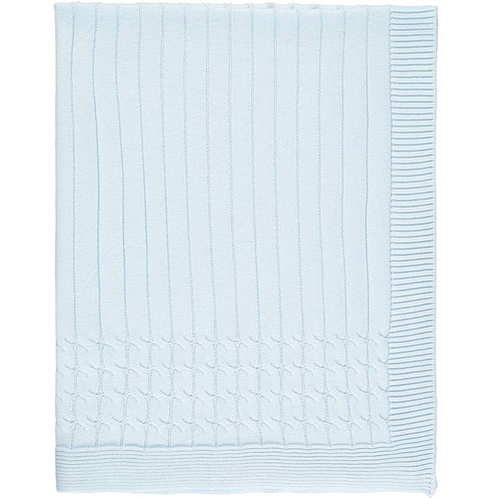 Gino Blue Knit Baby Blanket for wholesale by Emile Et Rose