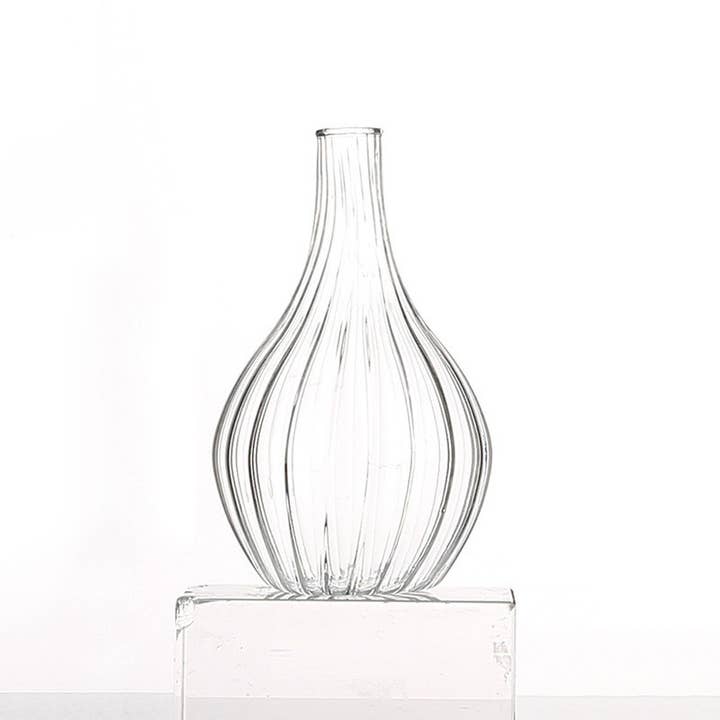 Sweet Home Deco – wholesale Vase – Ribbed Glass Bud Vases, Table Centerpiece Flower Vase, Clear2