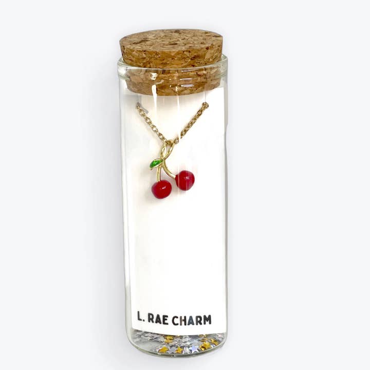 Cherry Charm Necklace - Fun & Bold Fruit Jewelry Gift for wholesale by L Rae Charm