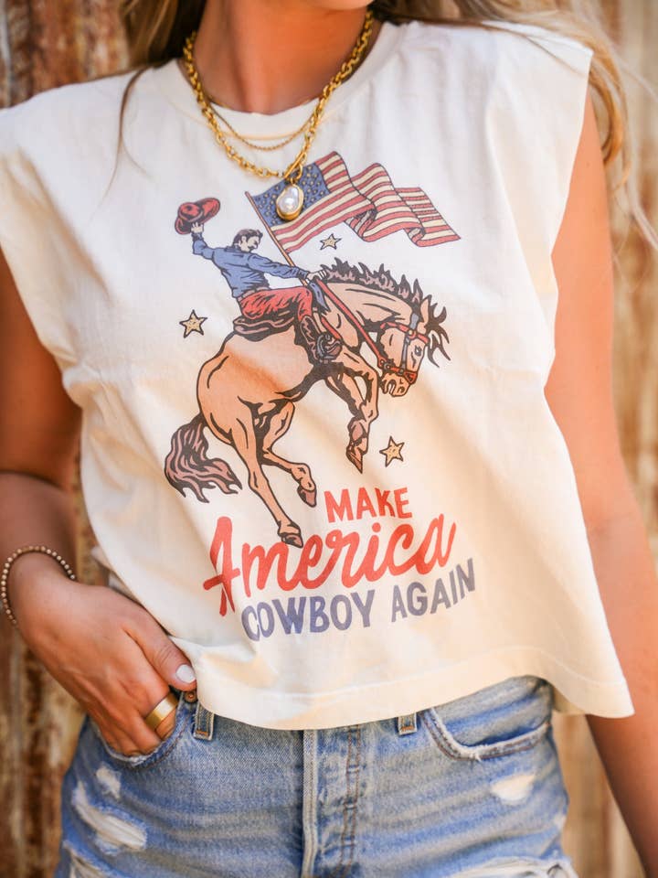 FAIRE DE L'AMÉRIQUE À NOUVEAU UN COWBOY TEE | DÉBARDEUR pour la vente par Summer Tees