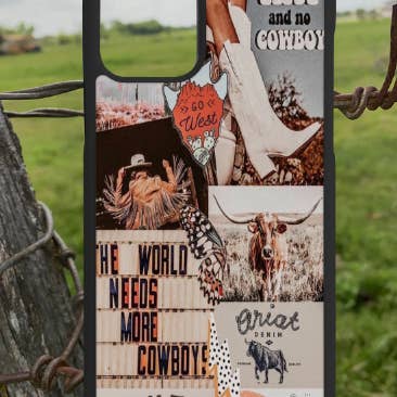 Custodia iPhone collage cappelli western per la vendita all'ingrosso da parte di Texas Petunias Boutique
