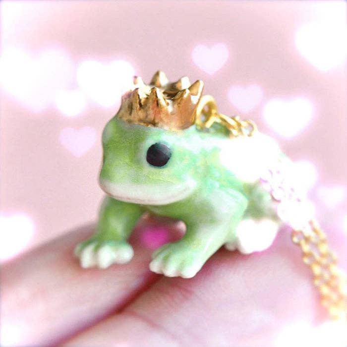 Frog Prince Necklace for wholesale by Camp Hollow Porcelain Animal Treasures