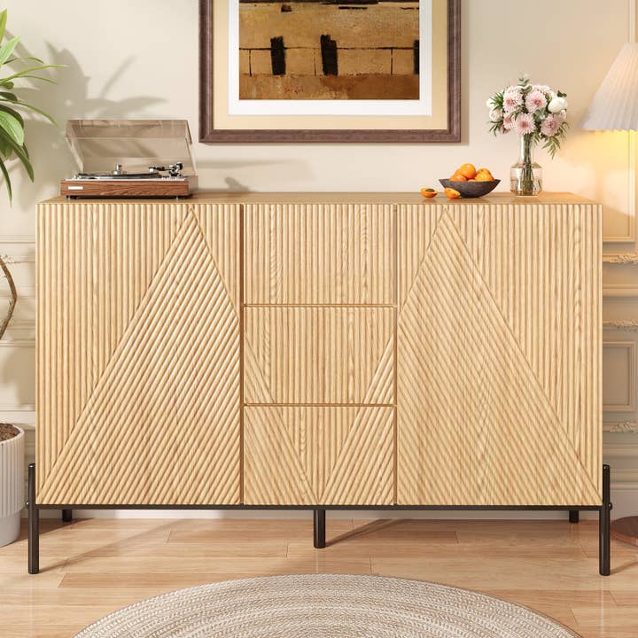 Modern skänk i naturlig träfinish med geometrisk design 115,5x40x76 cm CASCADEXYTE för wholesale av Urban Meuble