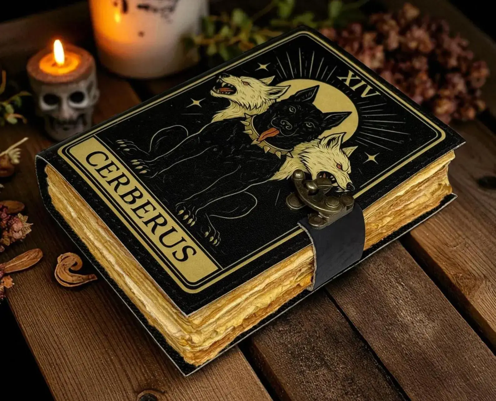 MNM HANDICRAFTS - Wholesale Journal/Diary - Cerberus Leather Grimoire – Spell Book of Shadows Journal 2