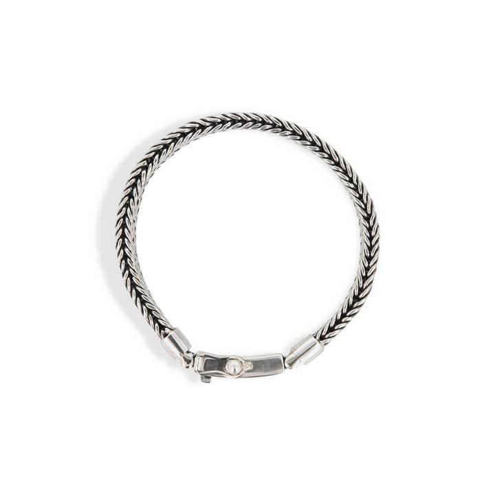 Bhoma - Mens Designer Jewelry – wholesale Link & chain bracelet – Bali Sterling Silver Woven Bracelet for Men