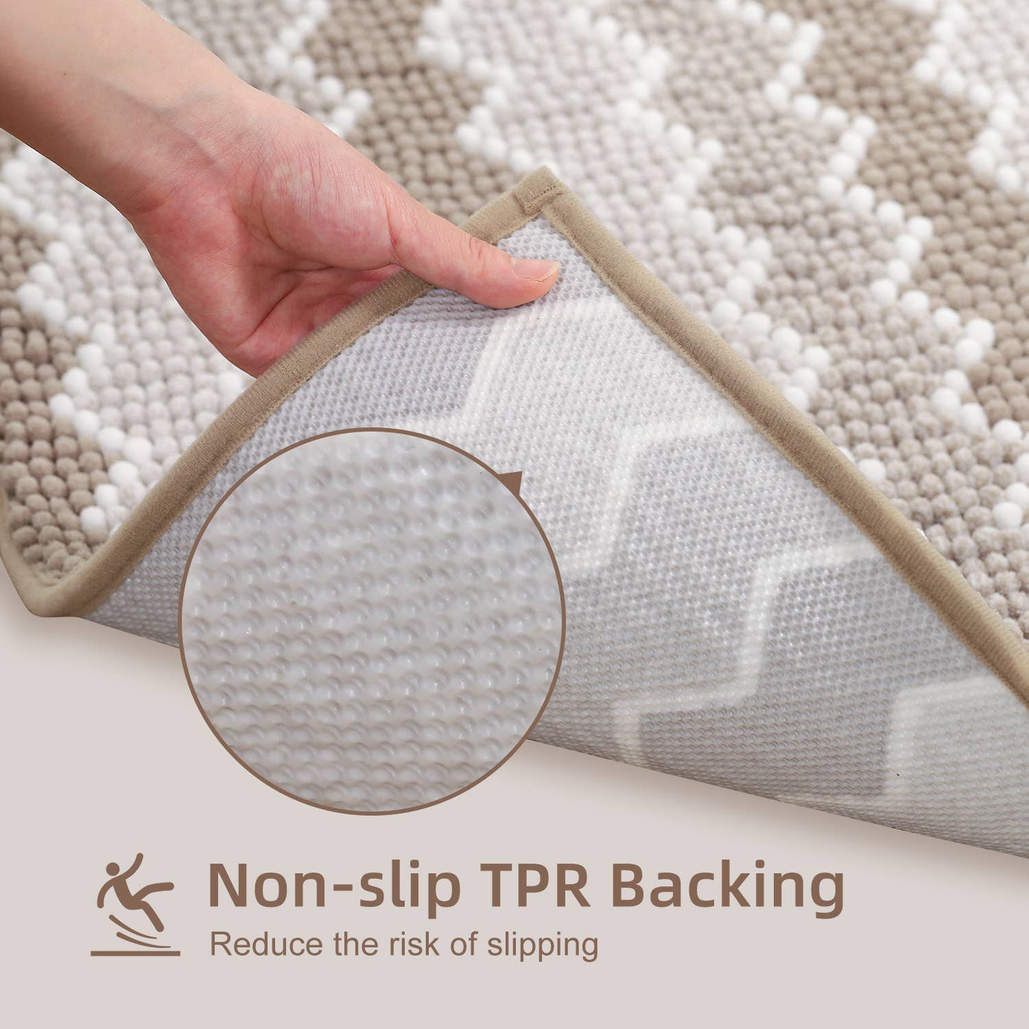 Kasentex – Tapete de banho por atacado – Tapete de Banheiro Macio de Chenille com Design Geométrico Antiderrapante4