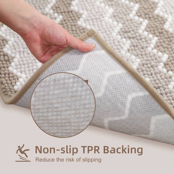 Kasentex – Tapete de banho por atacado – Tapete de Banheiro Macio de Chenille com Design Geométrico Antiderrapante4