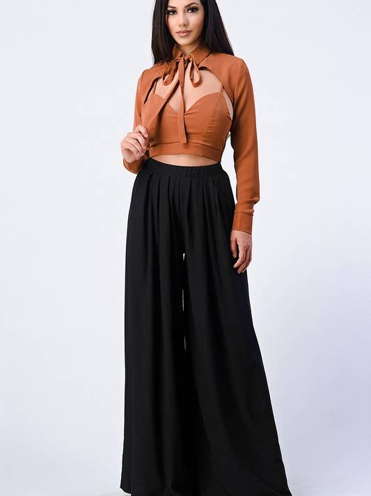 PB30498K-W_TRENDY BASICS ELASTIC WAIST WIDE PANTS for wholesale by PRIVY