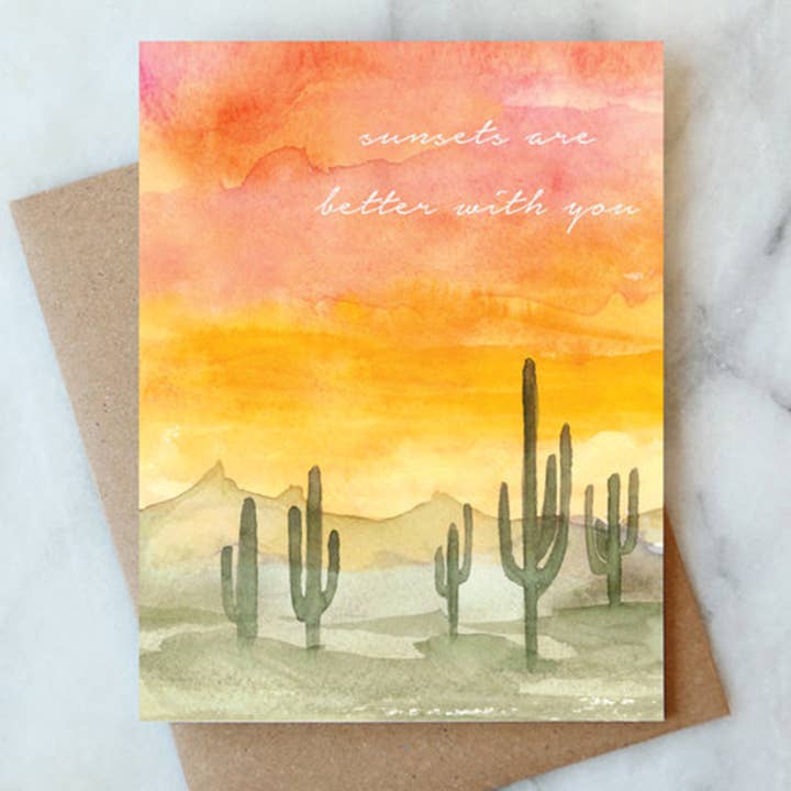 Sunsets Are Better With You Greeting Card | Love Friendship for wholesale by Abigail Jayne Design