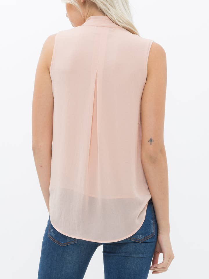 Ro & De Surplice Sleeveless Blouse In Blush for wholesale on Faire