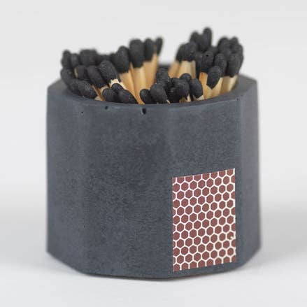 Concrete Match Holder – Modern Design with 2-Inch Safety Matches for wholesale by Tenn Prairie