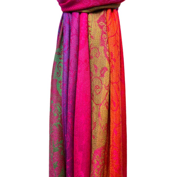 London Scarves - Wholesale Scarf – Women's - Rainbow Pashmina paisley print with tassels7