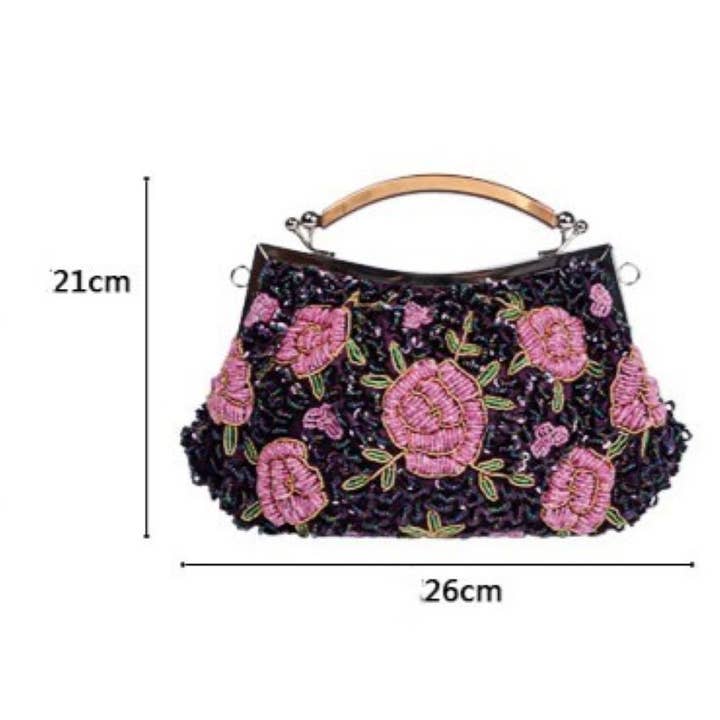 PEACH ACCESSORIES - Wholesale Clutch Bag - Women's - Floral Beaded Evening Clutch Bag A00066