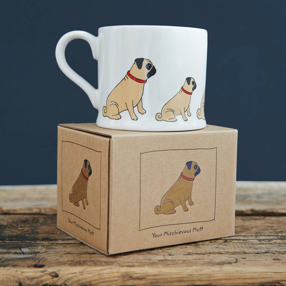 Sweet William Designs – wholesale Kaffekoppar – Mischievous Mutts Hundmugg - Mops0