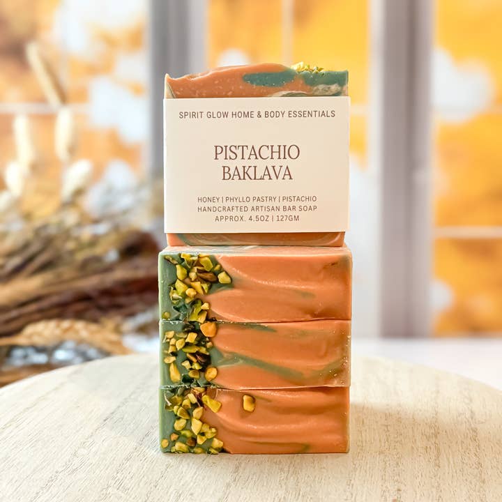 Spirit Glow Home & Body Essentials - Wholesale Bar Soap - *NEW* Pistachio Baklava - Handcrafted Artisan Soap Bar  0