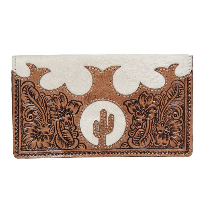 The Design Edge - Wholesale Wallet - Women's - Tooling Leather Slim Cowhide Wallet – Sandy (AW31)