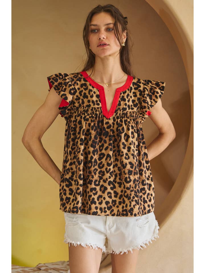 Oddi - Wholesale Blouse - Women's - Plus Leopard Printed Top