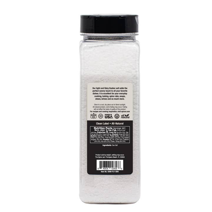 THE SPICE LAB - Wholesale Salt - Kosher Sea Salt - Case of 6 - 32 oz Kilo Jars $5.502