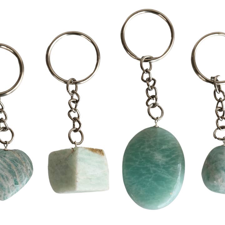Gemstone Keychain | Amazonite | Crystal Stone Keyring for wholesale by Soothing Crystals