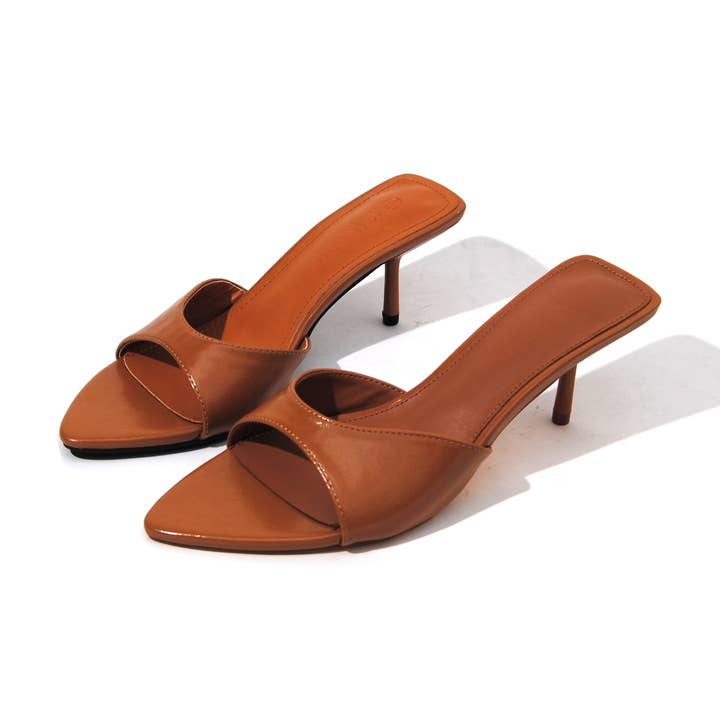 Klassische Kitten-Heel-Mules mit offenem Zeh und kleinem Absatz für den Großhandel von Azarayah