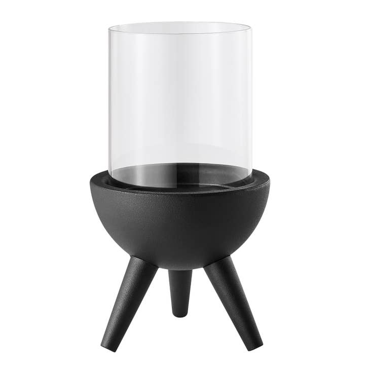 Danya B – wholesale Candle holder – Molta Modern Black Metal Pedestal and Glass Candle Holder