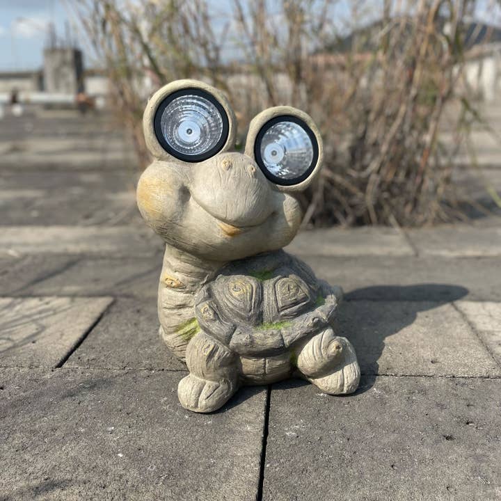 Galt International Company - Wholesale Outdoor Ornament/Decor - Mossy Turtle with Solar LED Eyes Garden Statue 15.75"4