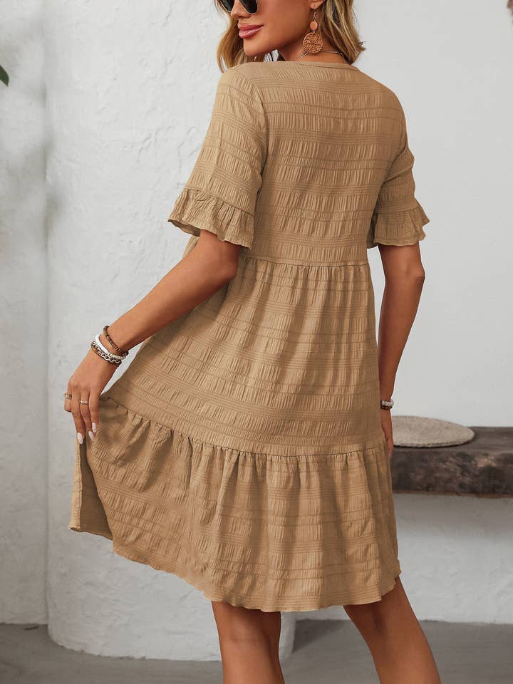 Lovesoft - Wholesale Dress - Women's - Women Ruffle Sleeve A Line Tiered Flowy Casual Trendy Mini Dress7