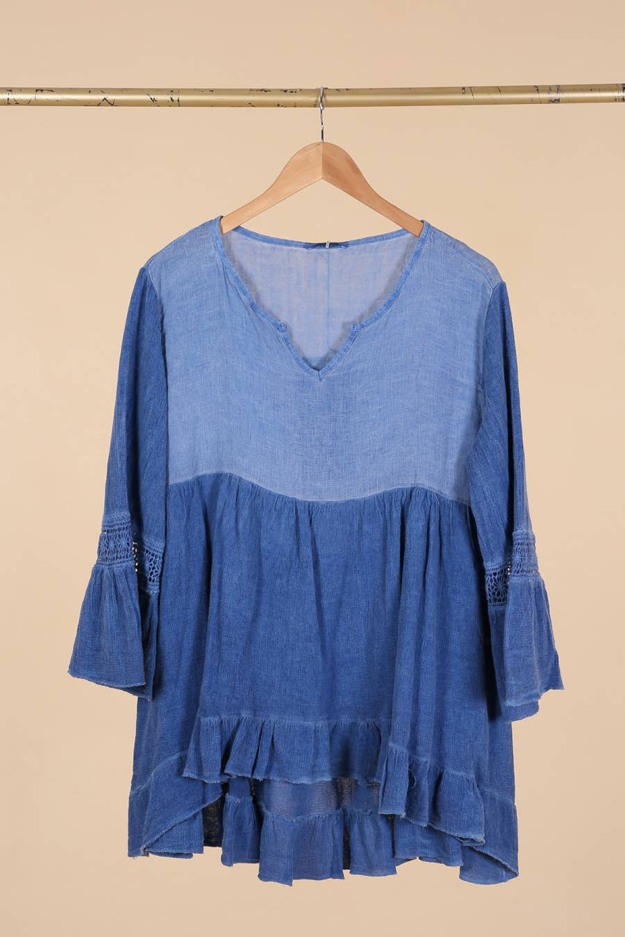 la maison des fibres naturelles - Wholesale Tunic - Women's - Ruffled cotton linen tunic 1003 10% linen 90% cotton6