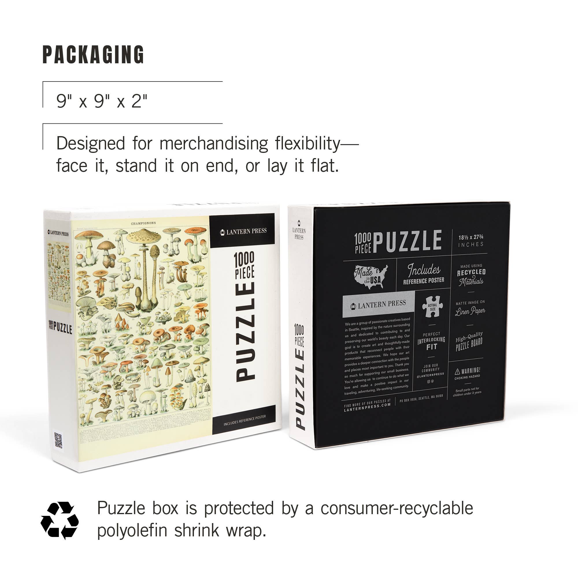 Lantern Press – wholesale Puzzle – Adult – 1000 PIECE PUZZLE Mushrooms, B, Vintage Bookplate7