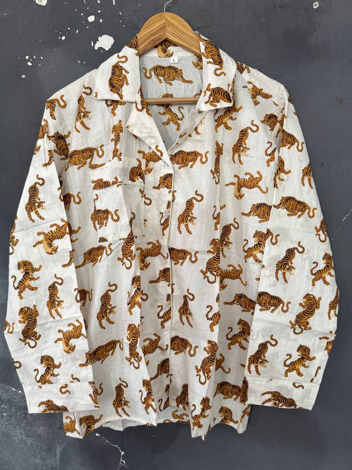 Tiger Printed Cotton Dress Summer Dress Night Suit PJ Sets for wholesale by bhavnas boutique