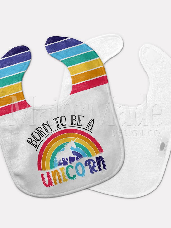 Babete - Unicórnio Rainbow Nascido Para Ser Um Unicórnio por atacado de MajorMade Design Co