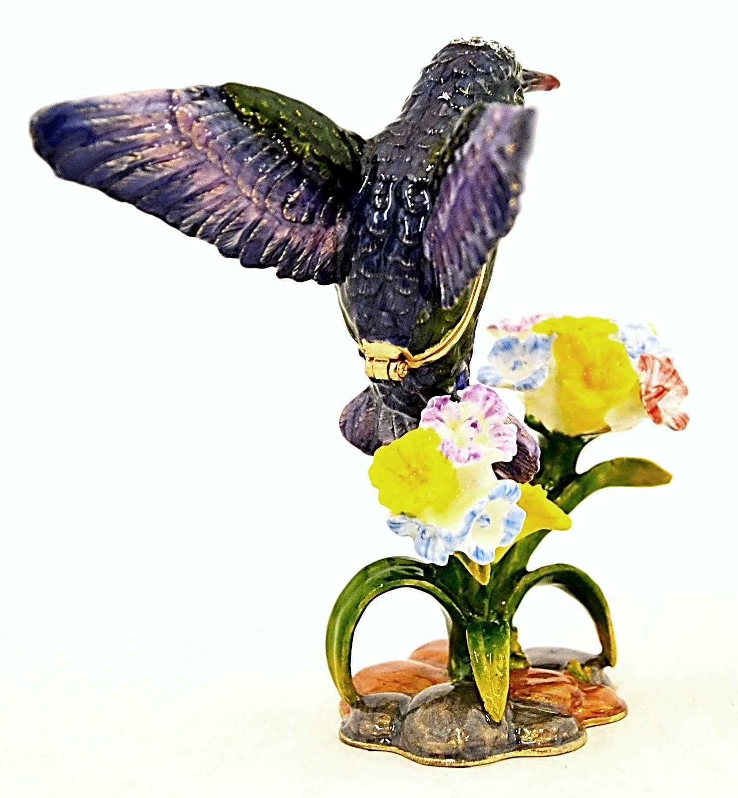 Ciel Collectables - Wholesale Jewelry Box/Organizer - Humming Bird Trinket Box. Hand Painted Purple Enamel2