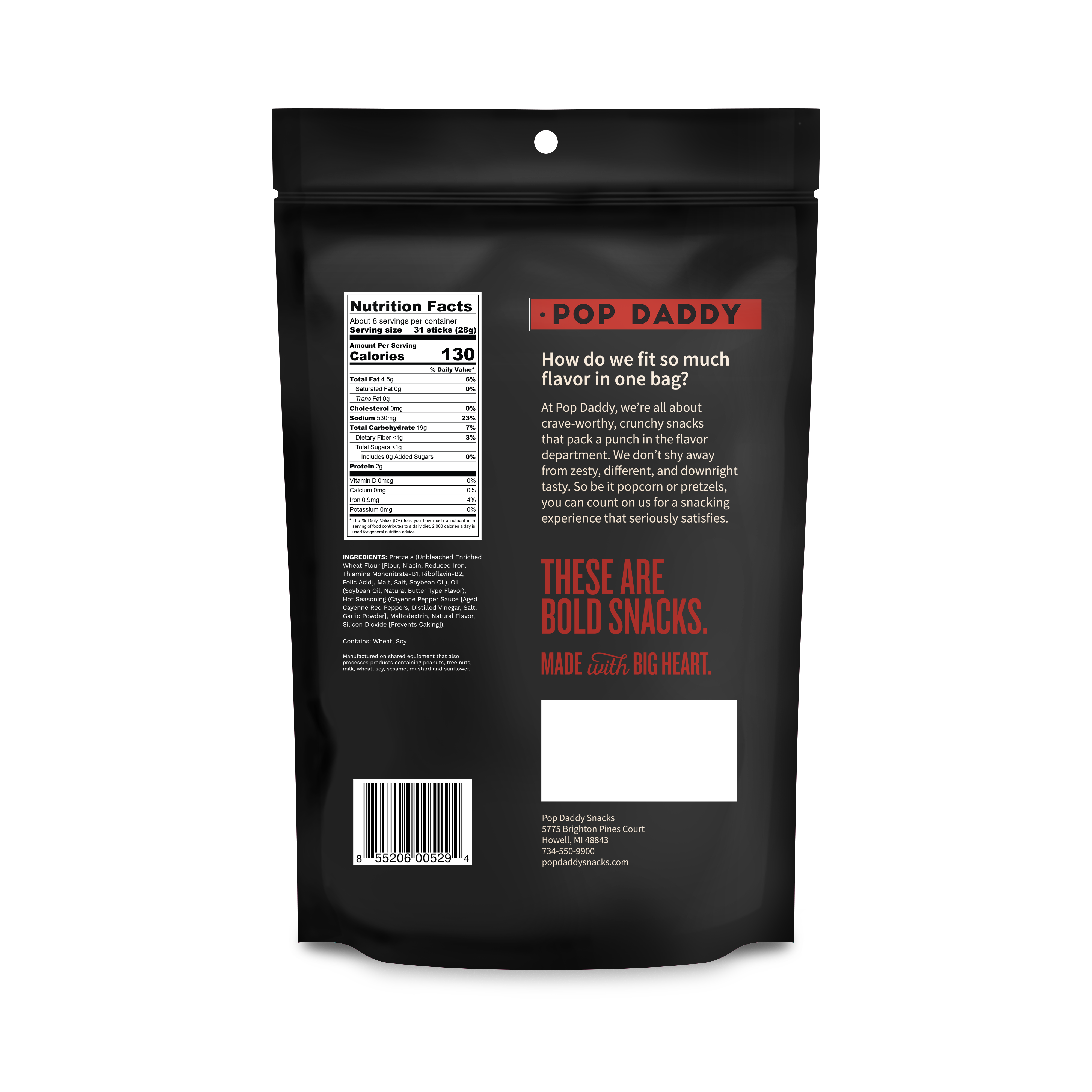 Pop Daddy Snacks - Wholesale Pretzels - Pop Daddy – Hot Sauce Seasoned Pretzels 7.5oz1