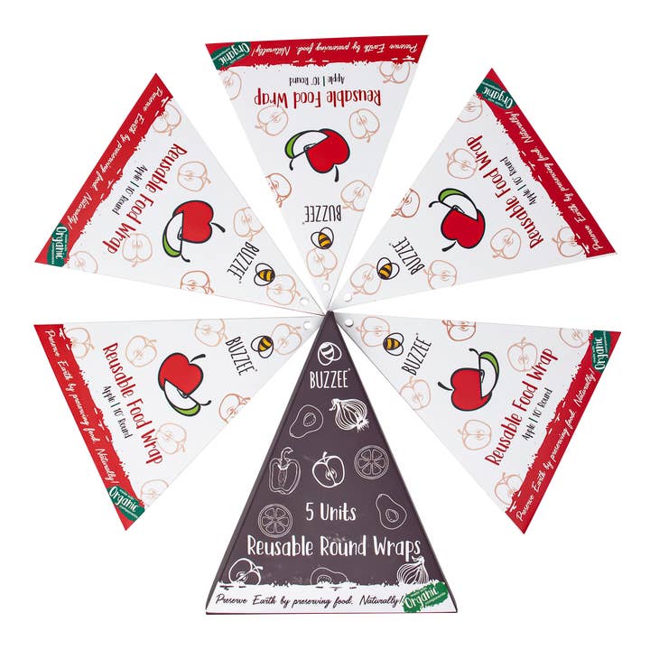Buzzee - Wholesale Food storage wrap/bag - Rounds - Apple - Reusable Beeswax Food wraps2