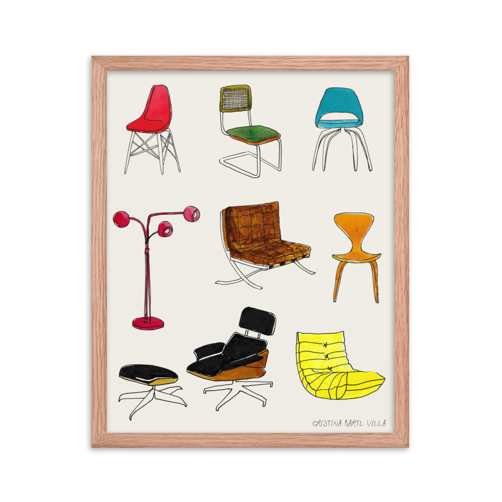 Honora Papers - Vendita all'ingrosso Stampa artistica - Stampa artistica di mobili moderni di metà secolo, icone MCM (senza cornice)1