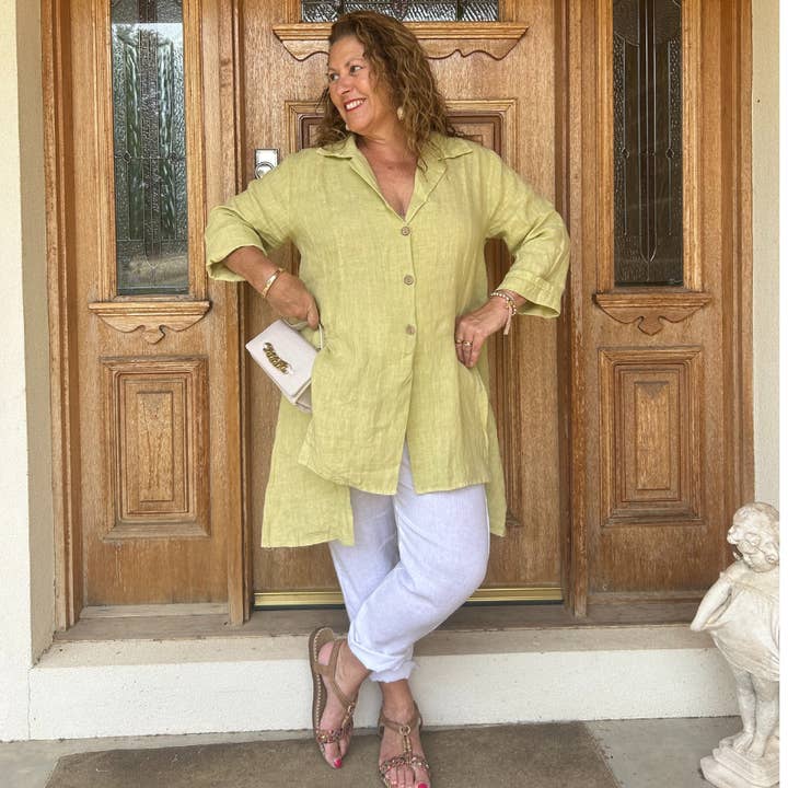 VeraMay - Wholesale Shirt – Women’s - 6382 Wasabi Vera May Italian Linen Top3