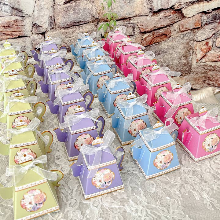 Kate Aspen - Wholesale Party Favor Bag/Box - Tea Time Party Favor Box - Assorted (Set of 24)