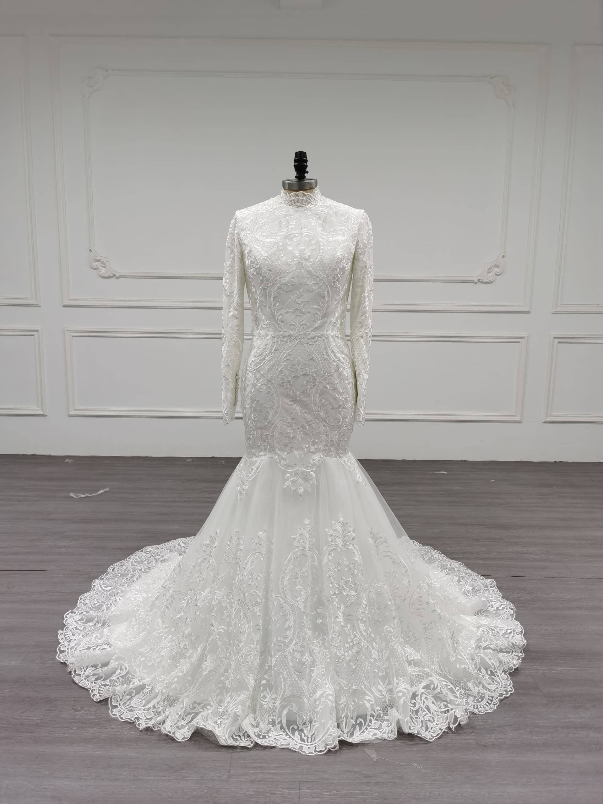 Unique Modest Bridal - Wholesale Gown - Women's - Ariel - Long Sleeve Elegant Mermaid Modest Wedding Dress8