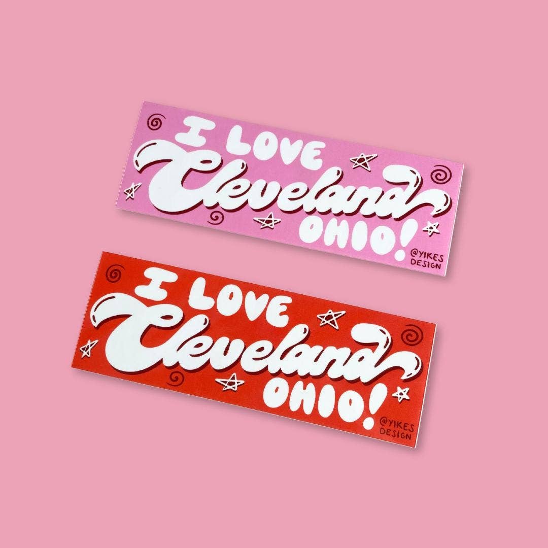Yikes Design - Wholesale Sticker - I Love Cleveland Ohio! Mini Bumper Sticker1