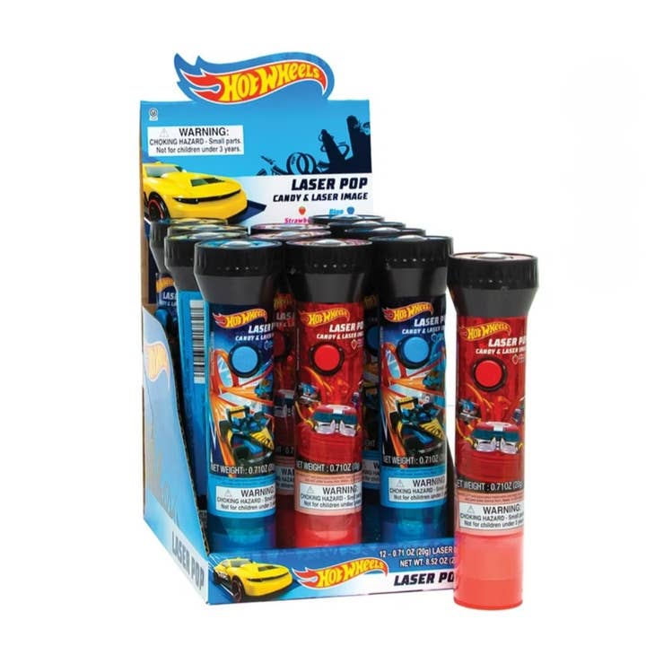 Majestic Wholesale - Wholesale Lollipop - Hot Wheels Laser Pop – 0.71oz Lollipop Projector 12ct