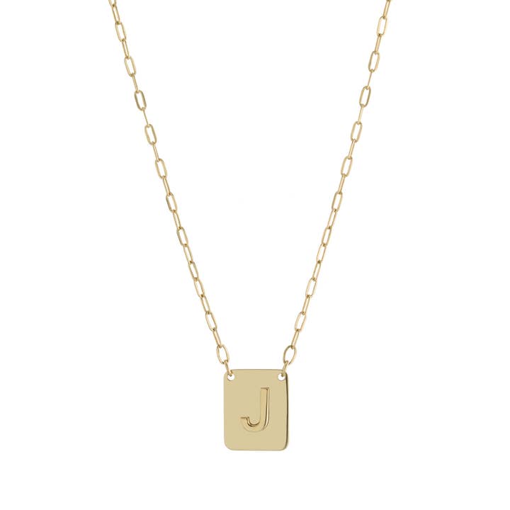Gold over Sterling Silver Square Initial  Necklace for wholesale by Athra NJ, INC.