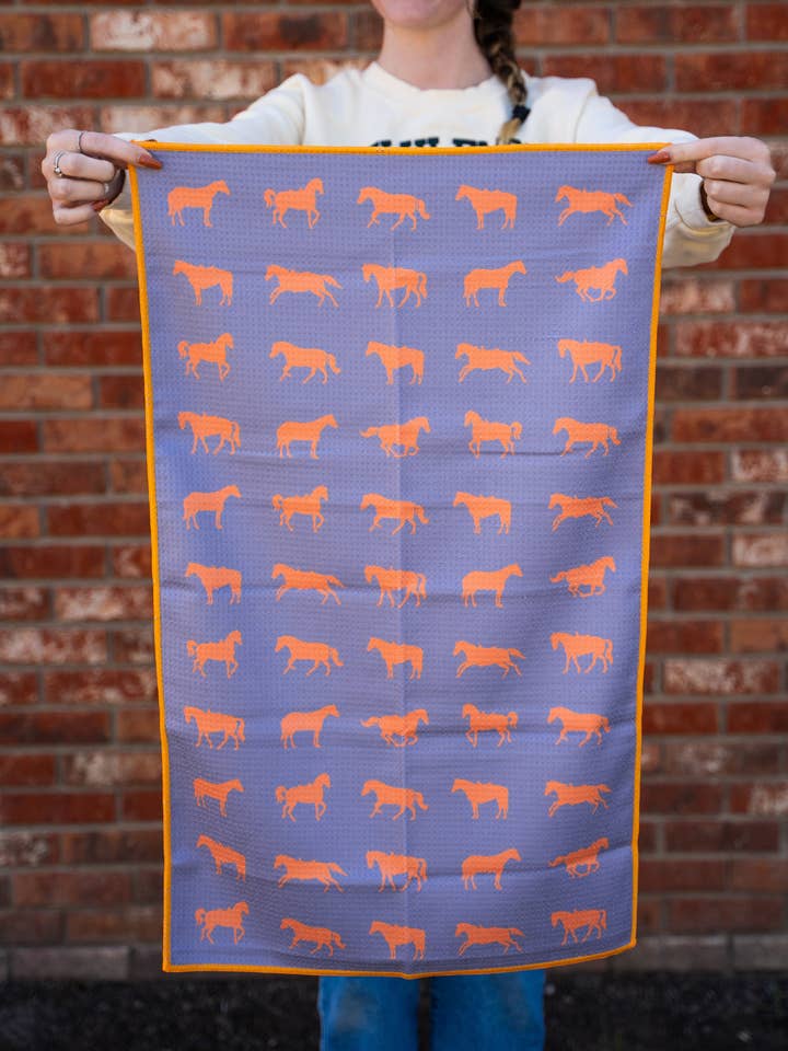 Horse Silhouette Tea Towel - Dusty Blue for wholesale by Modern Pastime