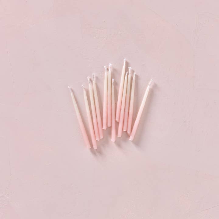 Hand-dipped Beeswax Birthday Candles | Pink Ombré for wholesale on Faire5