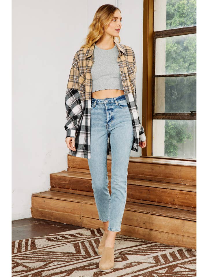 FSL Apparel - Wholesale Button Down Shirt - Women's - IJ1059 - MIXED PLAID BUTTON DOWN OVERSIZED SHIRT5