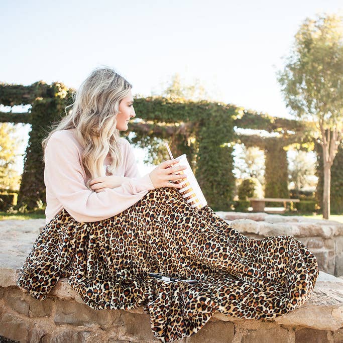 Blanket With a Foot Pocket in Luscious Leopard for wholesale by PediPocket: The Foot Pocket Blanket