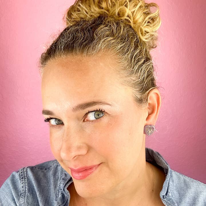 rosie + belle - Wholesale Stud/Post Earrings - Floral Heart Vintage Heart Earrings1