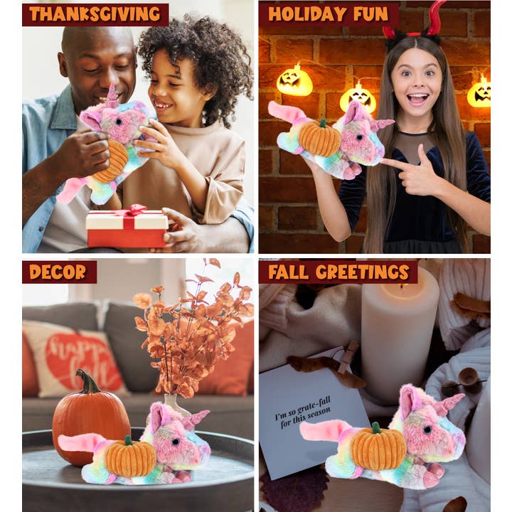 Cota Global - Wholesale Stuffed/Plush Toy - Kids & Baby - Plush Pumpkin - Cotton Candy Plush - Sunday Rainbow Unicorn