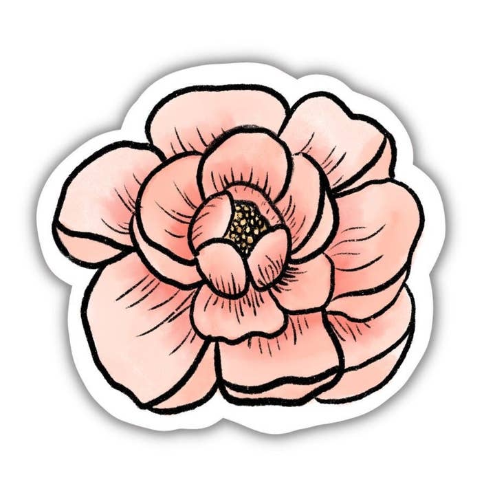 Rosa Pfingstrose 3x3 Zoll Vinyl-Aufkleber für Ihren Laptop, Hydroflask, Wasserflasche, Planer oder Bullet Journal, Blumenaufkleber, Skateboard-Aufkleber für den Großhandel von Sagie May Design Co