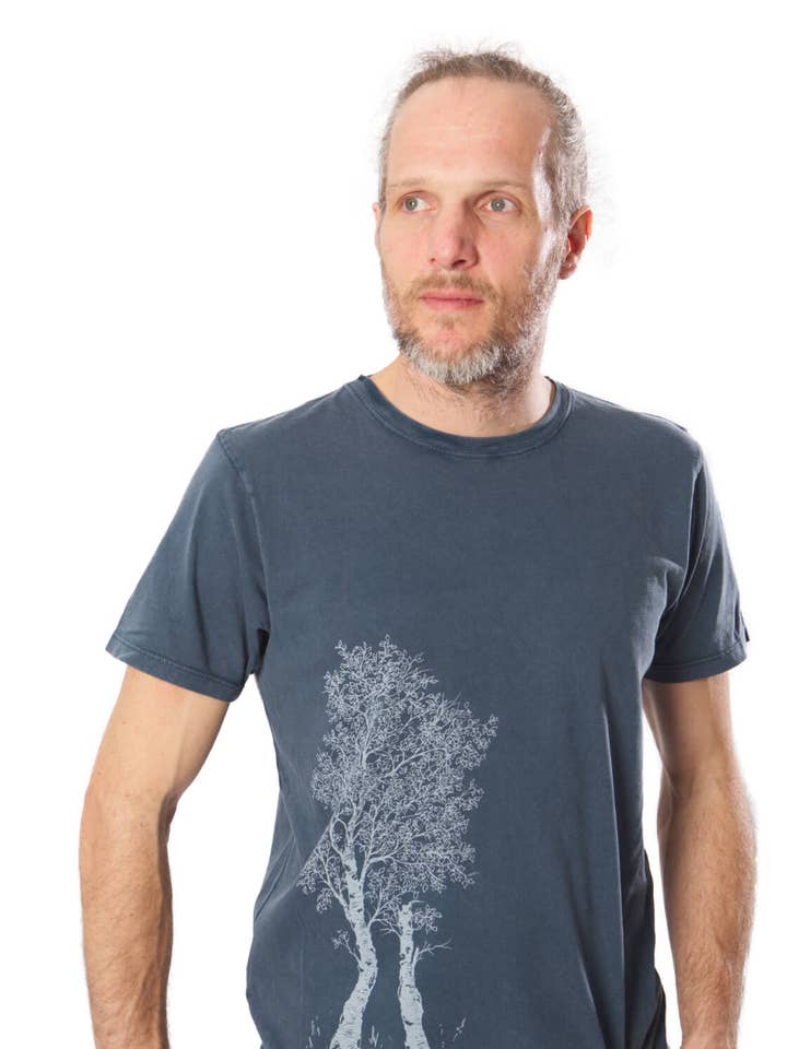 Fairwear orgânico homem pedra azul lavada azul por atacado de Life-Tree