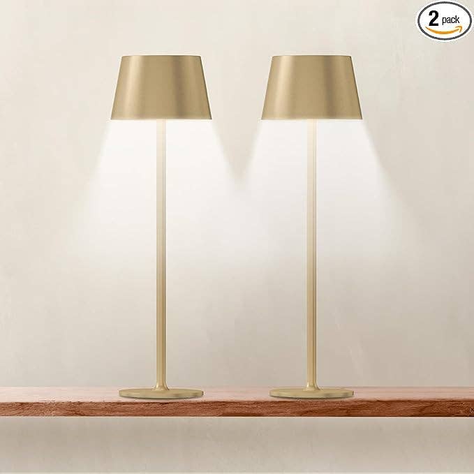 LivingTaste Home Inc - Wholesale Accent/Desk Lamp - 2-Pack Cordless 5000mAh Rechargeable LED Table Gold Lamp